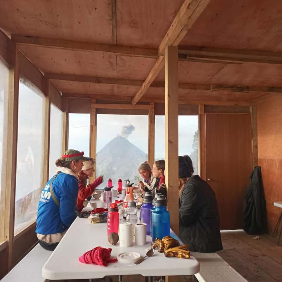 Antigua: 2-Day Acatenango Volcano Hike w/Local Guide & Meals - Fuego after dark from the wooden cabins