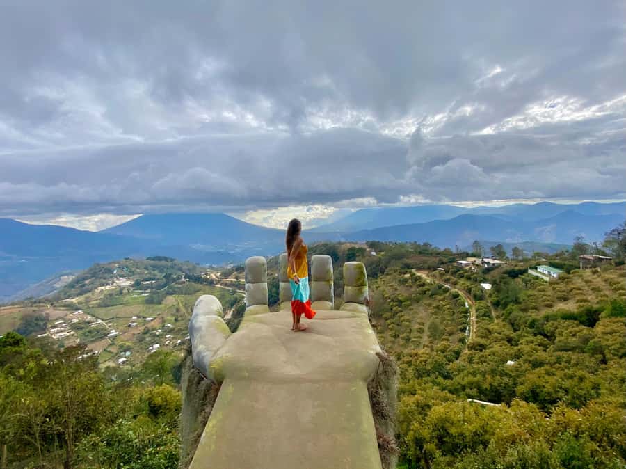 Antigua: Altamira and Hobbitenango Movie Themed Parks Tour - Altamira’s giant hand and wooden figures