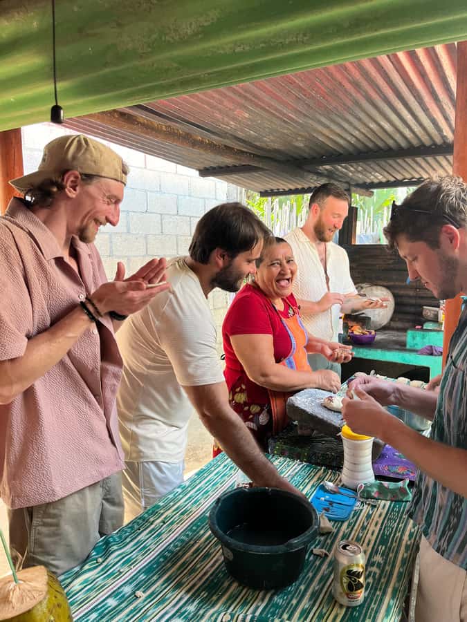 El Paredón: Traditional Cooking Class with a Local Family - Shaping Guatemalan corn tortillas by hand