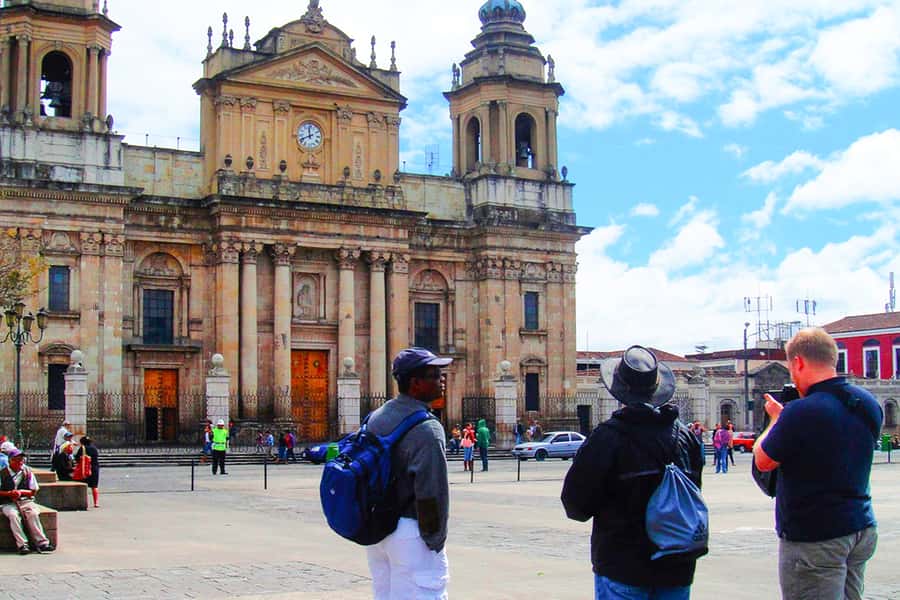 Half-Day Guatemala City Explorer Tour - Berlin Plaza and the view toward Pacaya volcano