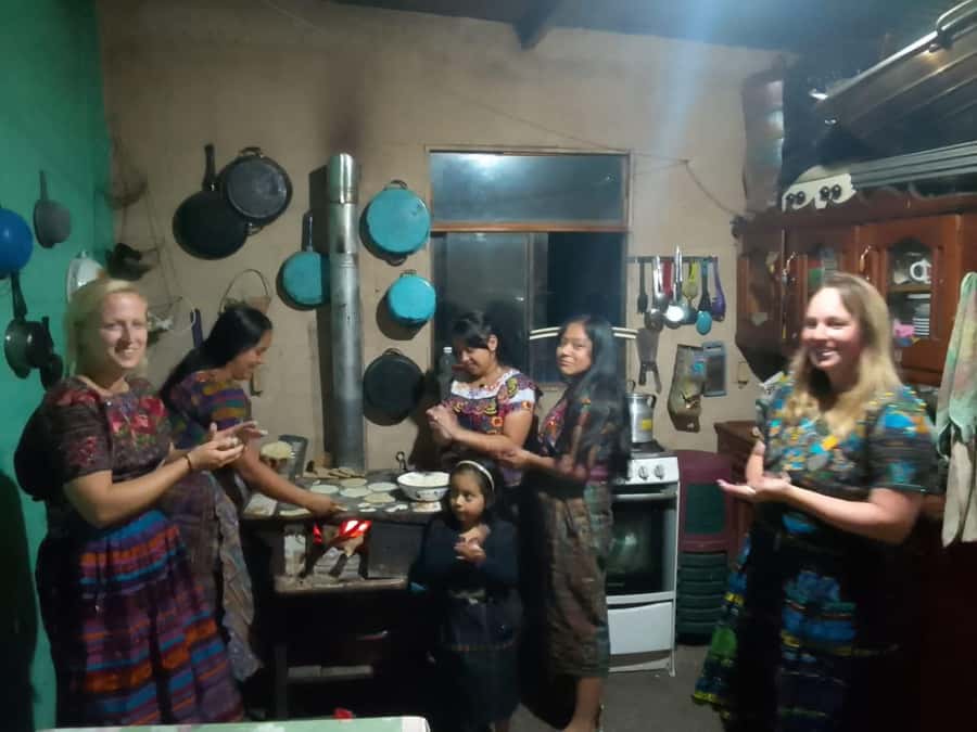 Mayan Home Stay San Jorge Lake Atitlan - Wearing Maya clothing and taking photographs